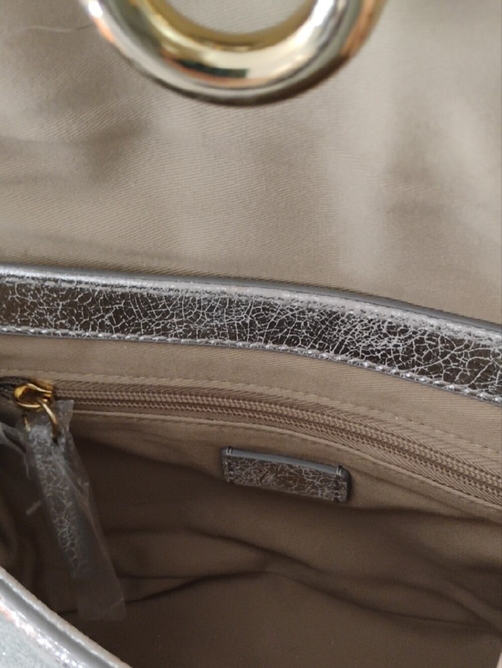 J. Crew Metallic Silver Crossbody Satchel with Gold Accent - Picture 6 of 8